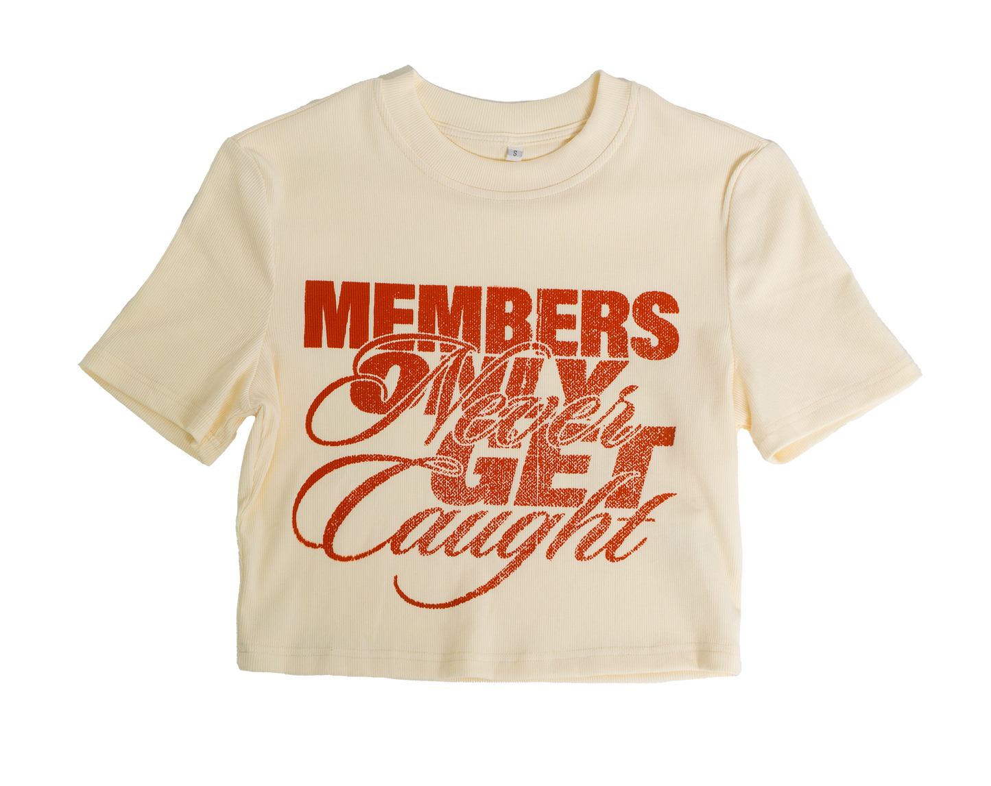 "MEMBERS ONLY" Slim Ribbed Crop T-Shirt