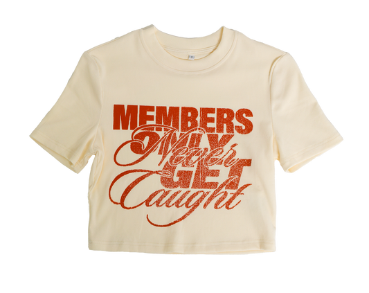 "MEMBERS ONLY" Slim Ribbed Crop T-Shirt