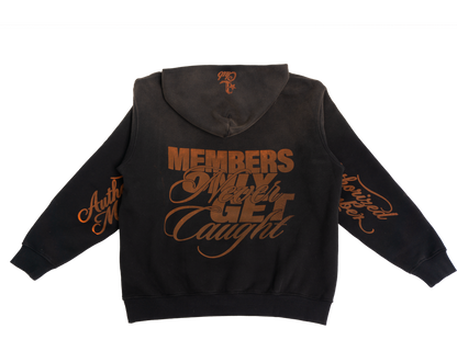 "MEMBERS ONLY" DISTRESSED HOODIE